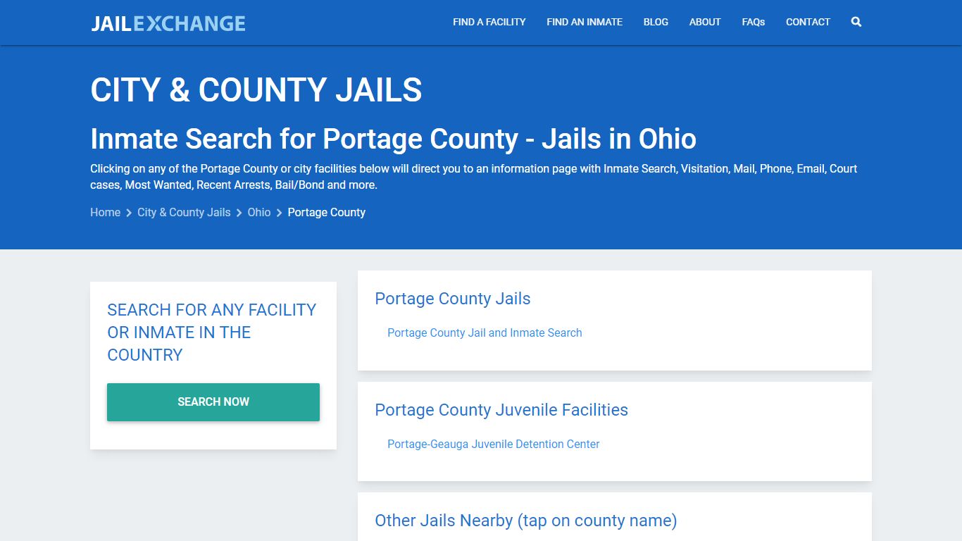Inmate Search for Portage County | Jails in Ohio - Jail Exchange