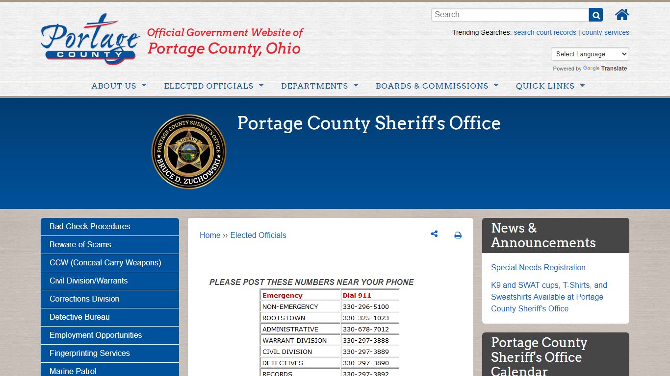 Portage County Sheriff's Office | Portage County OH